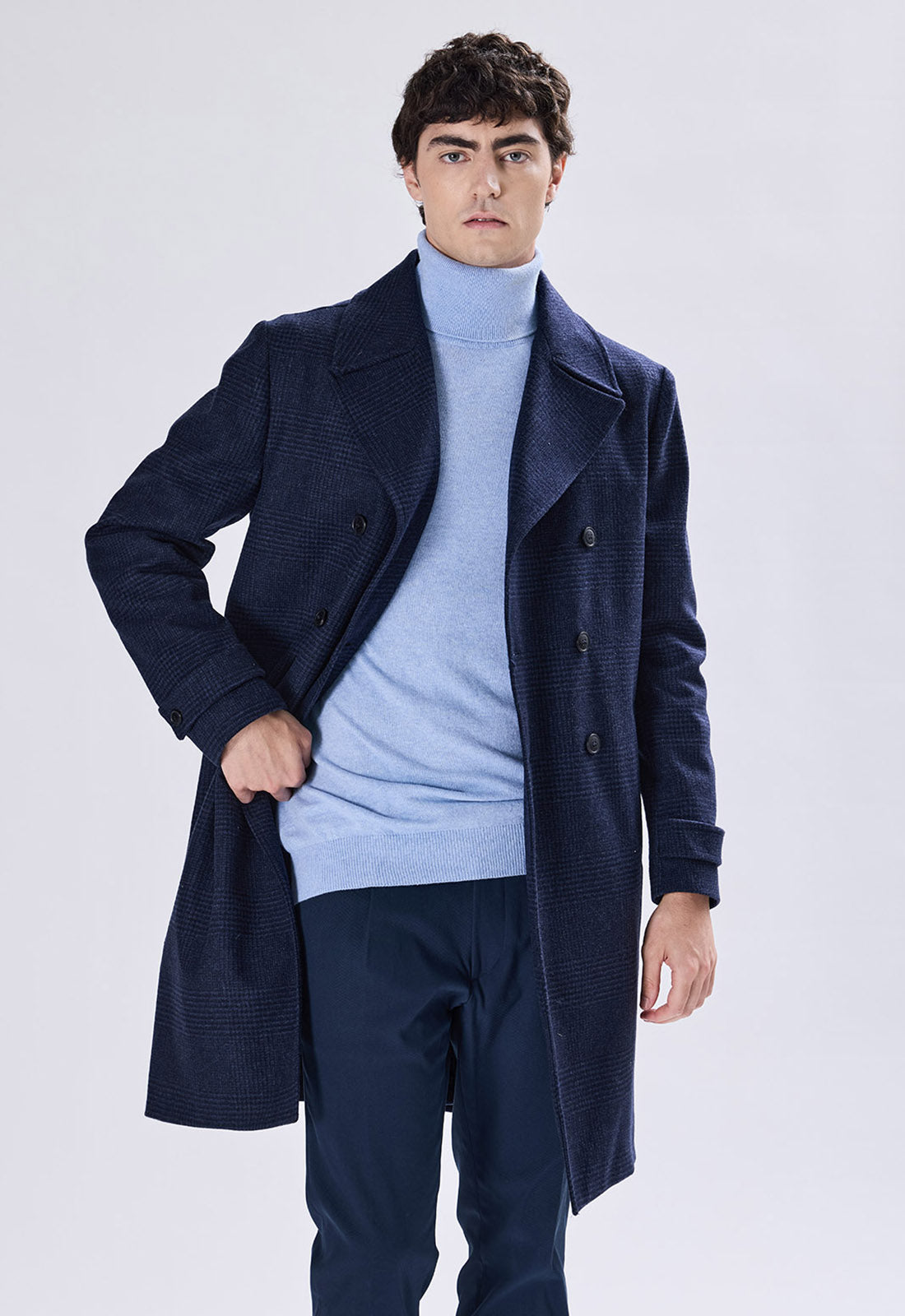 Double-breasted Check Coat