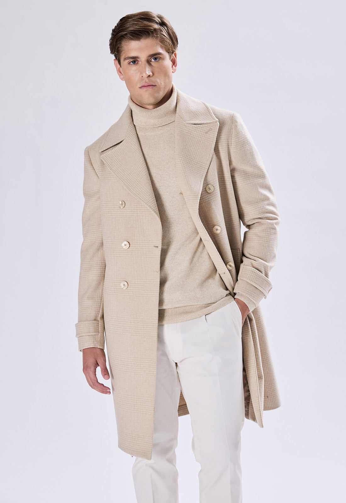 Double-breasted Check Coat