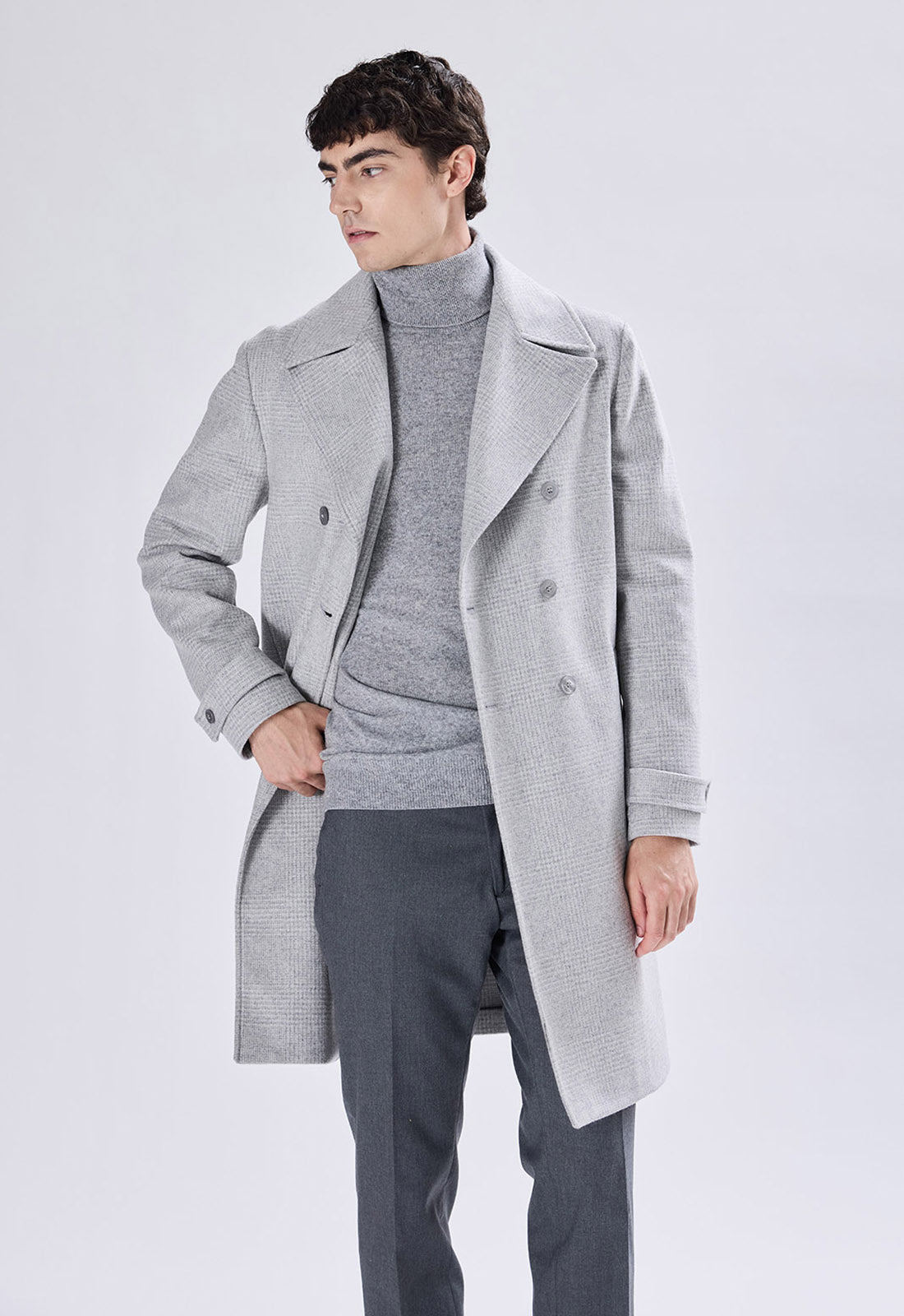 Double-breasted Check Coat