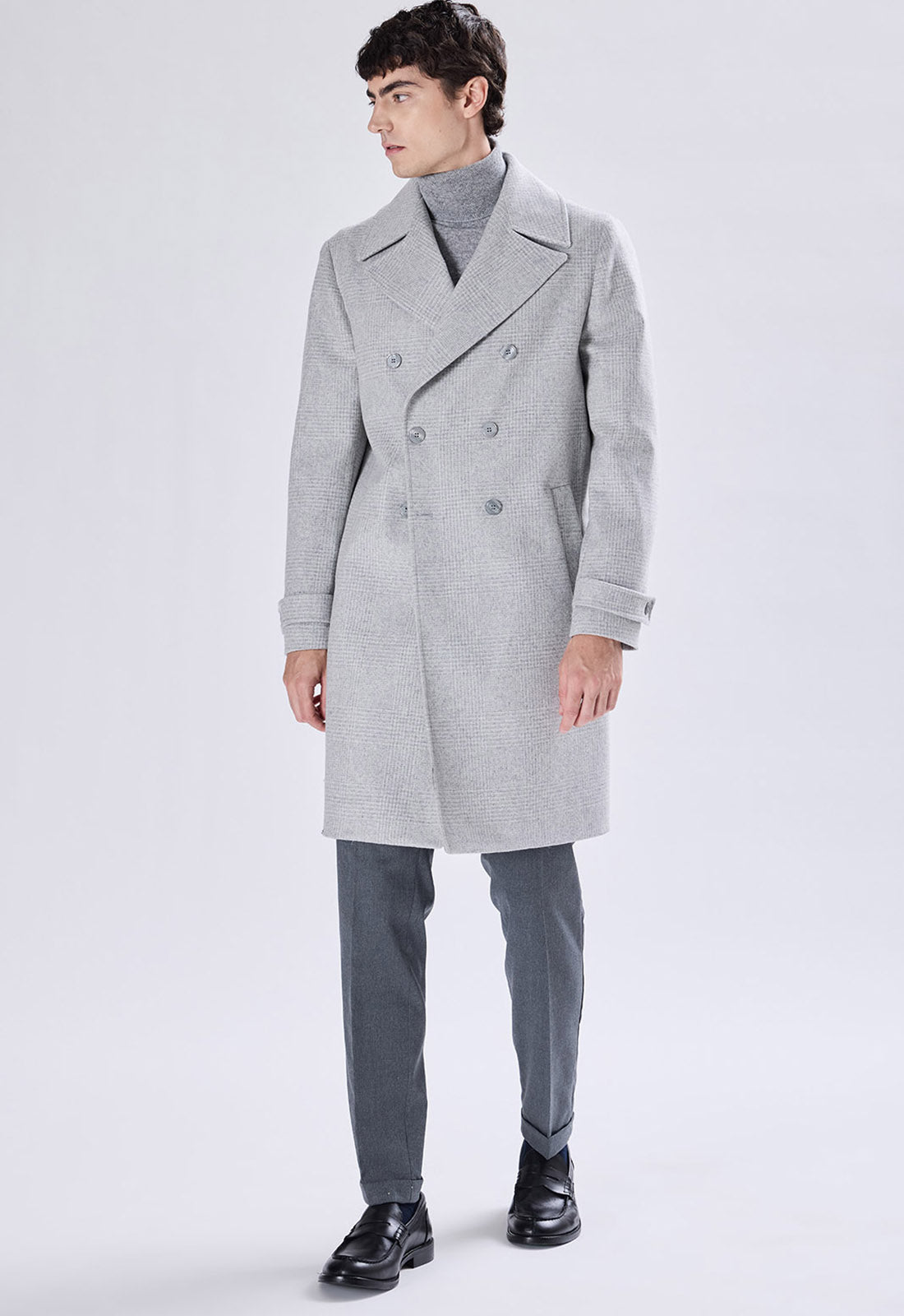 Double-breasted Check Coat